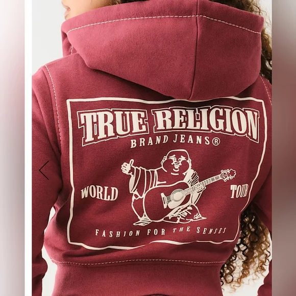 new True Religion Red Hoodie sweater cropped - Picture 2 of 9